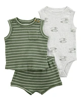 Baby Boy 3-Piece Surfboard Little Short Set
