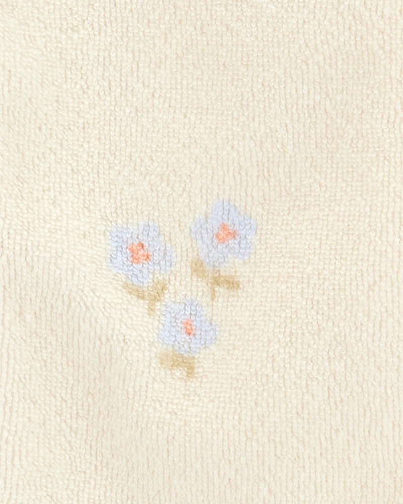 Baby Floral Print 2-Way Zip Terry Sleeper Pyjamas - Ivory