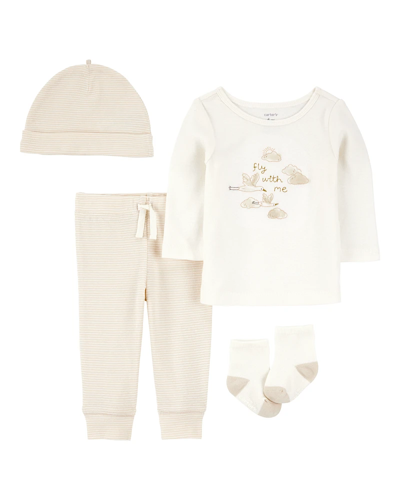 Baby 4-Piece Cloud Print Outfit Set