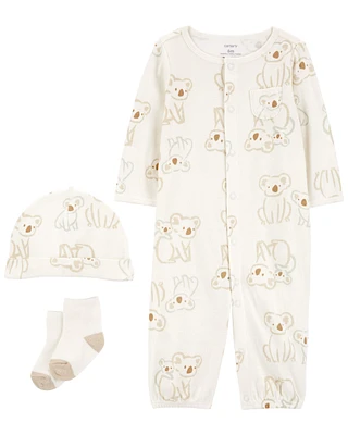 Baby Brown Koala 3-Piece Converter Gown Set