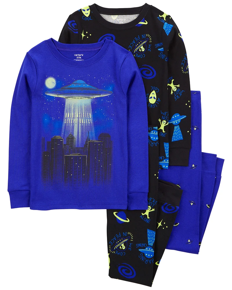 4-Piece Space Alien 100% Snug Fit Cotton Pyjamas