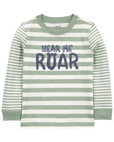 Baby Hear Me Roar Striped Graphic Tee