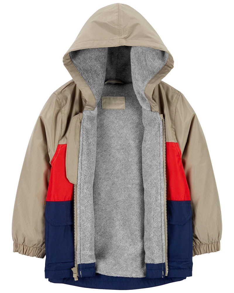 Toddler Fleece-Lined Colourblock Rain Jacket