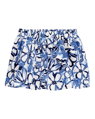 Baby Floral Linen Look-alike Pull-On Skort - Blue