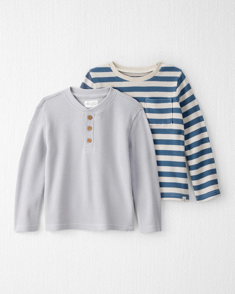 Toddler 2-Pack Waffle Knit Long-Sleeve Tees Made with Organic Cotton