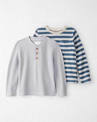 Toddler 2-Pack Waffle Knit Long-Sleeve Tees Made with Organic Cotton