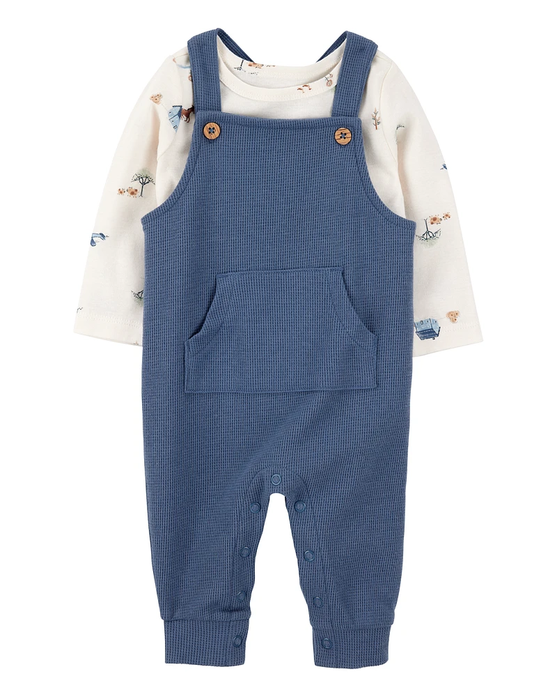 Baby 2-Piece Long-Sleeve Tee & Thermal Coverall Set