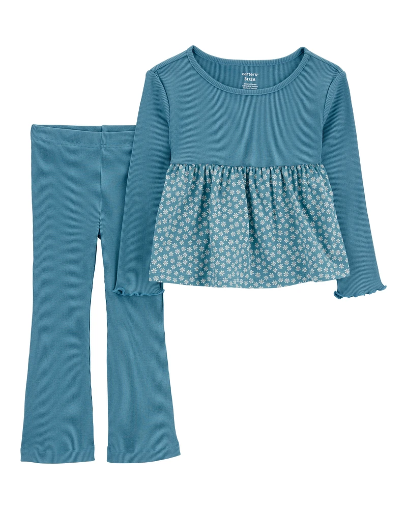 Toddler 2-Piece Floral Top & Flare Legging Set