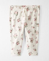 Baby Organic Cotton Rib Drawstring Leggings Wildberry Bouquet