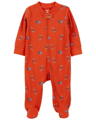 Construction 2-Way Zip Cotton Blend Sleep & Play Pyjamas