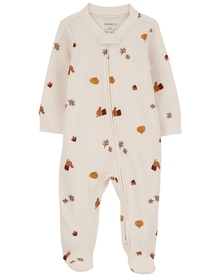 Baby Thanksgiving Zip-Up Thermal Footie Sleep & Play Pajamas