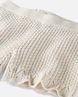 Toddler 2-Piece Organic Cotton Crotchet Knit Set-Cream
