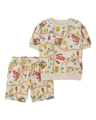Baby 2-Piece Cars French Terry Outfit Set - Brown