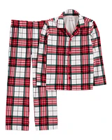 Kid 2-Piece Plaid Fleece Coat Style Pyjamas