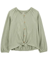 Kid Gauze Long-Sleeve Button-Up Top