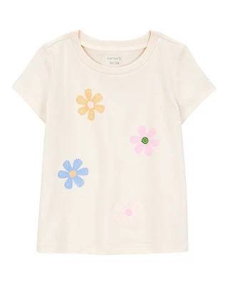 Toddler Flower Short-Sleeve Graphic Tee - Ivory