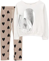 Kid 2-Piece Heart Thermal Top & Leggings Set