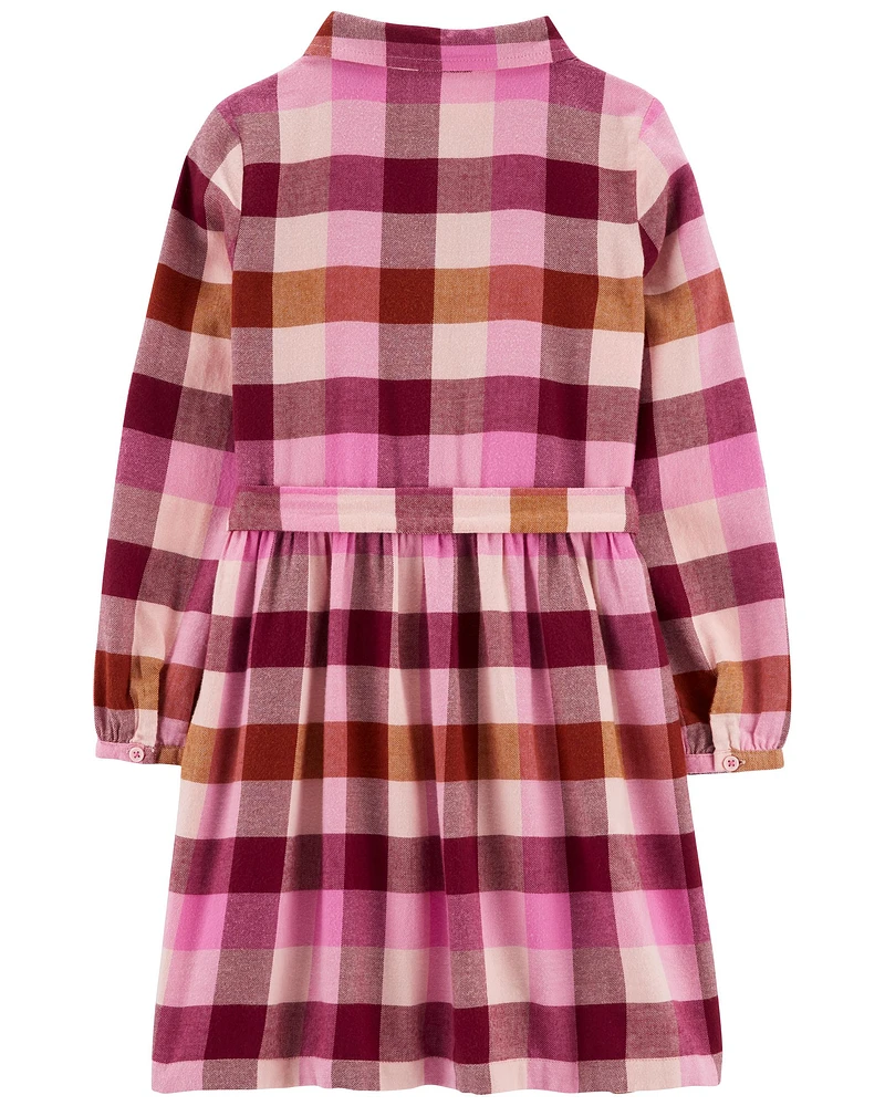 Plaid Cotton Flannel Shirt Dress