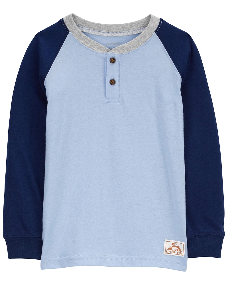 Baby Raglan-Sleeve Henley Tee