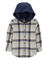 Toddler Plaid Hooded Button-Down Shirt