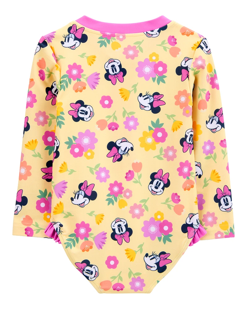 Baby Disney© Minnie Mouse 1-Piece Rashguard Swimsuit - Yellow/Pink