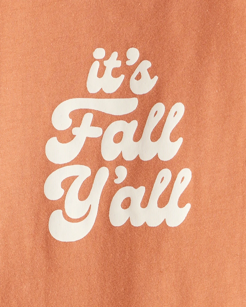 Baby Its Fall Y'all Cotton Long-Sleeve Graphic Bodysuit - Brown