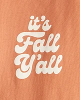 Baby Its Fall Y'all Cotton Long-Sleeve Graphic Bodysuit - Brown