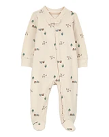 Baby Truck Print 2-Way Zip Cotton Sleeper Pyjamas