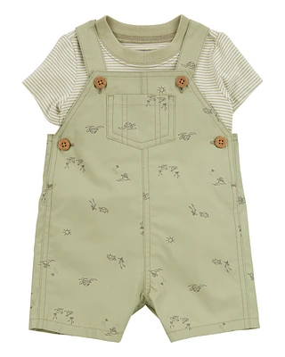 Baby 2-Piece Tee & Shortall Set - Olive