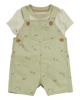 Baby 2-Piece Tee & Shortall Set - Olive