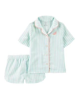 Toddler Striped Loose Fit 2-Piece Pyjamas - Mint