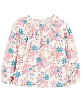 Toddler Floral Woven Long-Sleeve Fashion Top