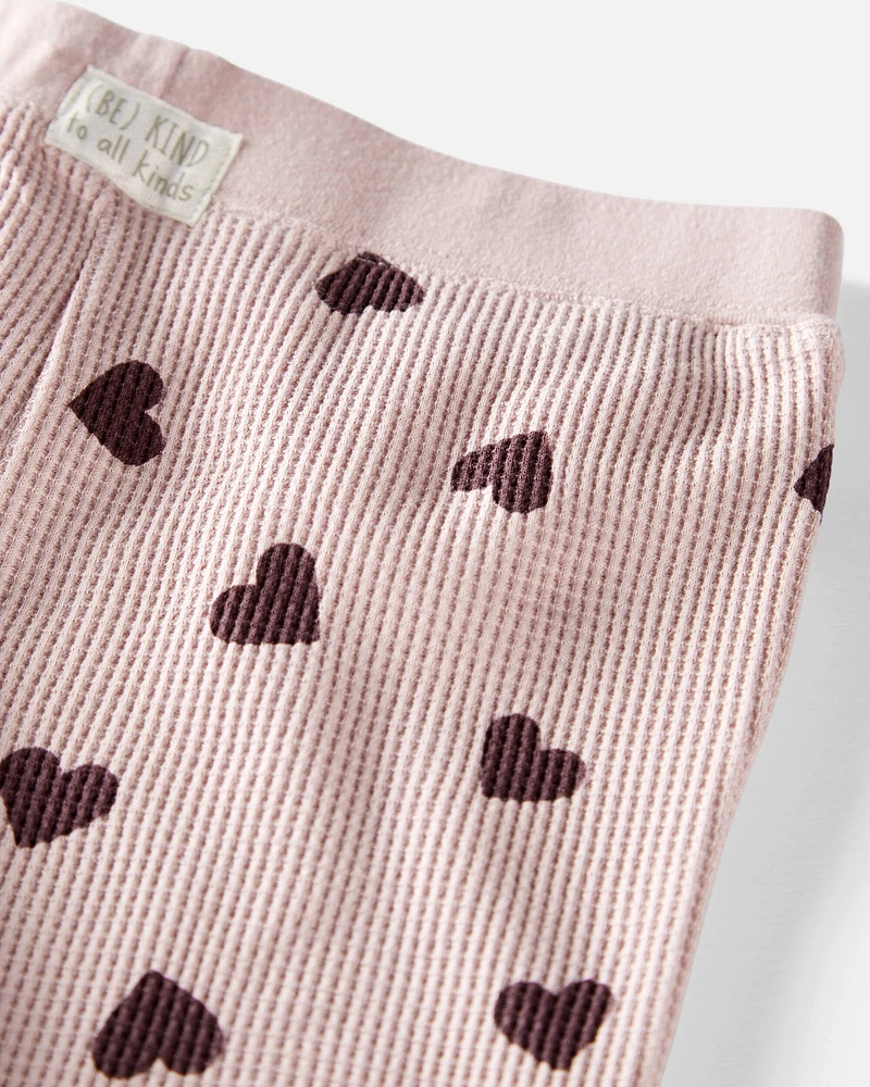 Toddler Waffle Knit Set Made with Organic Cotton Heart Print