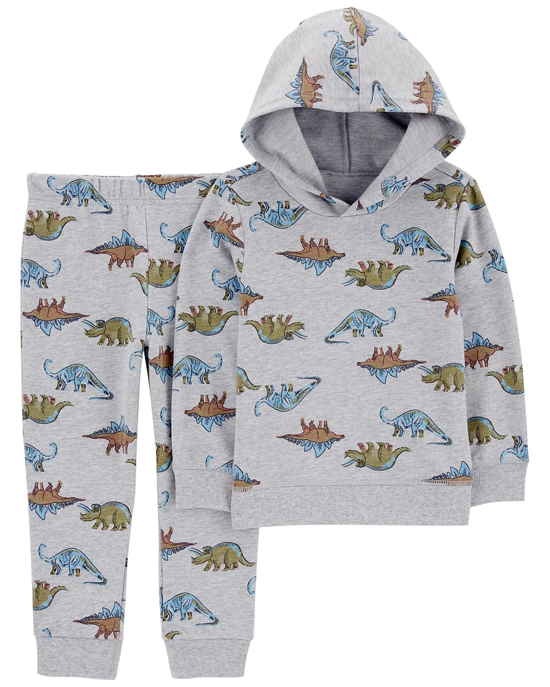 Toddler 2-Piece Dino Hooded Pullover & Pants Set