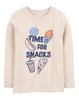 Toddler Time For Snacks Cotton Blend Long-Sleeve Tee - Khaki