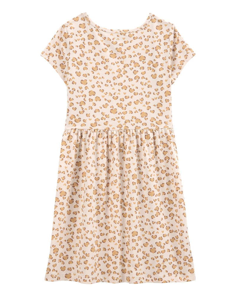 Girls Cheetah Animal Print Short-Sleeve Dress