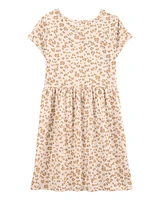 Girls Cheetah Animal Print Short-Sleeve Dress