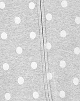 1-Piece Grey Polka Dot Sleeper Pyjamas