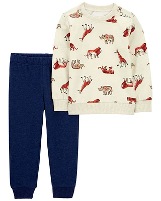 2-Piece Safari Animal Print Pullover & Pant Set