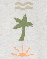 Baby Tropical Cotton Blend Short-Sleeve Tee - Gray