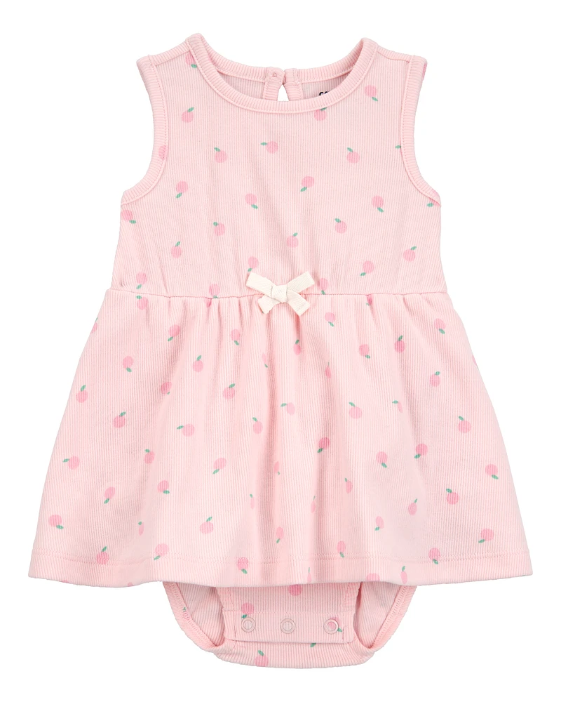 Baby Peach Print Sunsuit - Pink