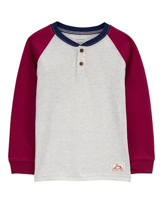 Baby Raglan-Sleeve Henley Tee