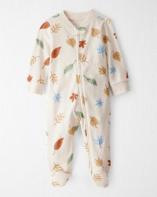 Baby Organic Cotton Sleep & Play Pyjamas Autumn Leaves Print