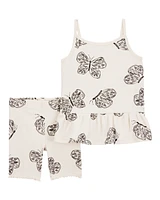 Toddler 2-Piece Butterfly Tank & Bike Short Set - Ivory