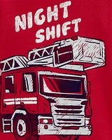 Bébé Pyjama 4 pièces en coton ajusté à motif de camion d’incendie