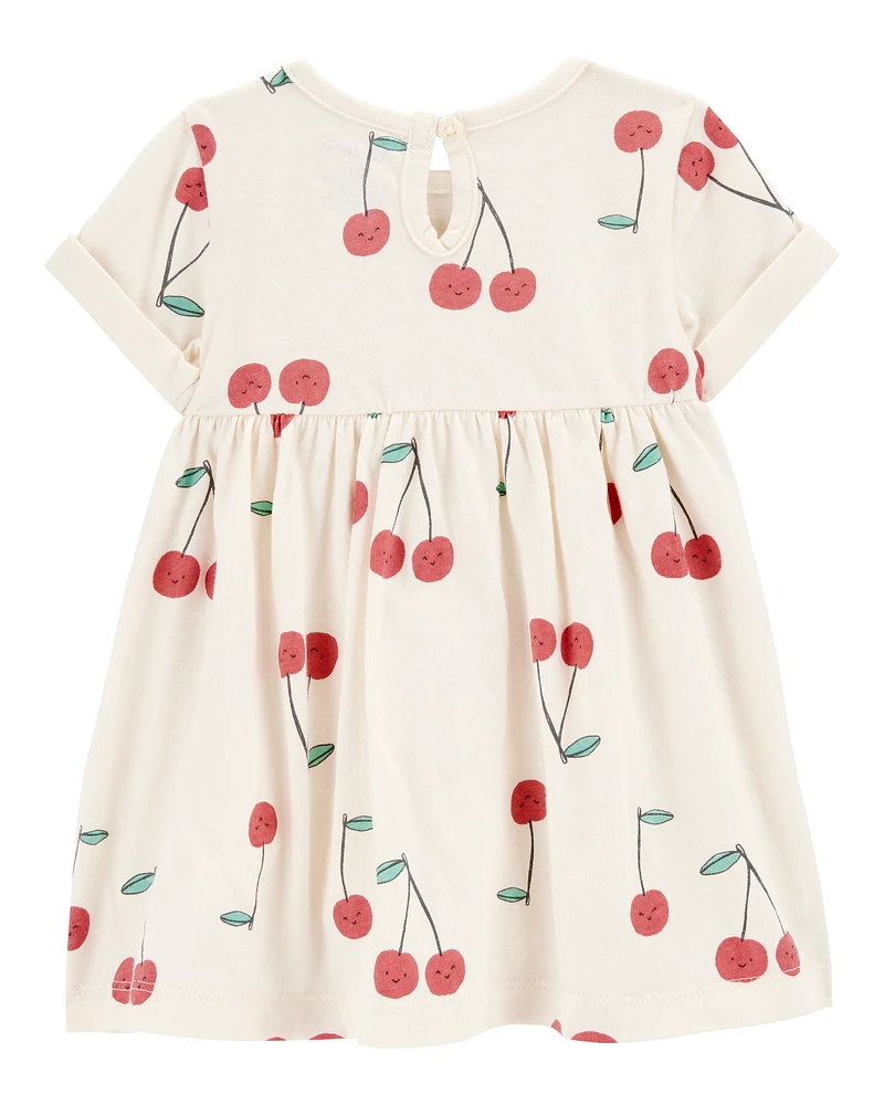 Baby 2-Piece Cherry Dress & Striped Romper Set