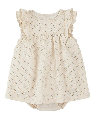 Baby Solid Cotton Dress - Cream