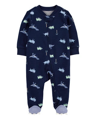 Baby Dinosaur 2-Way Zip Cotton Sleeper