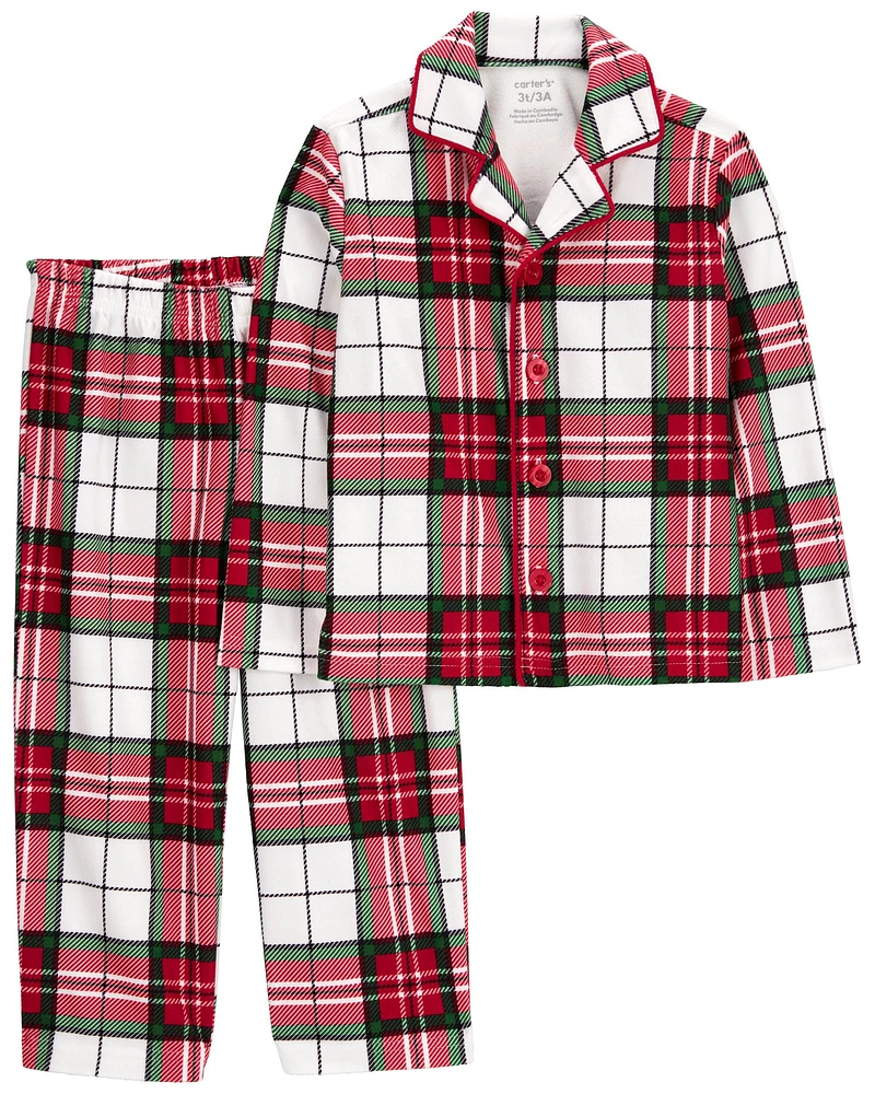 Toddler 2-Piece Plaid Fleece Coat Style Pyjamas