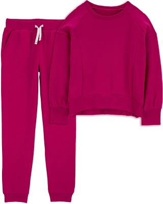 Kid 2-Piece Fleece Crew Neck Sweatshirt & Joggers Set